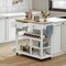 White-Natural Particleboard Kitchen Island with Matte Finish and Rolling Casters